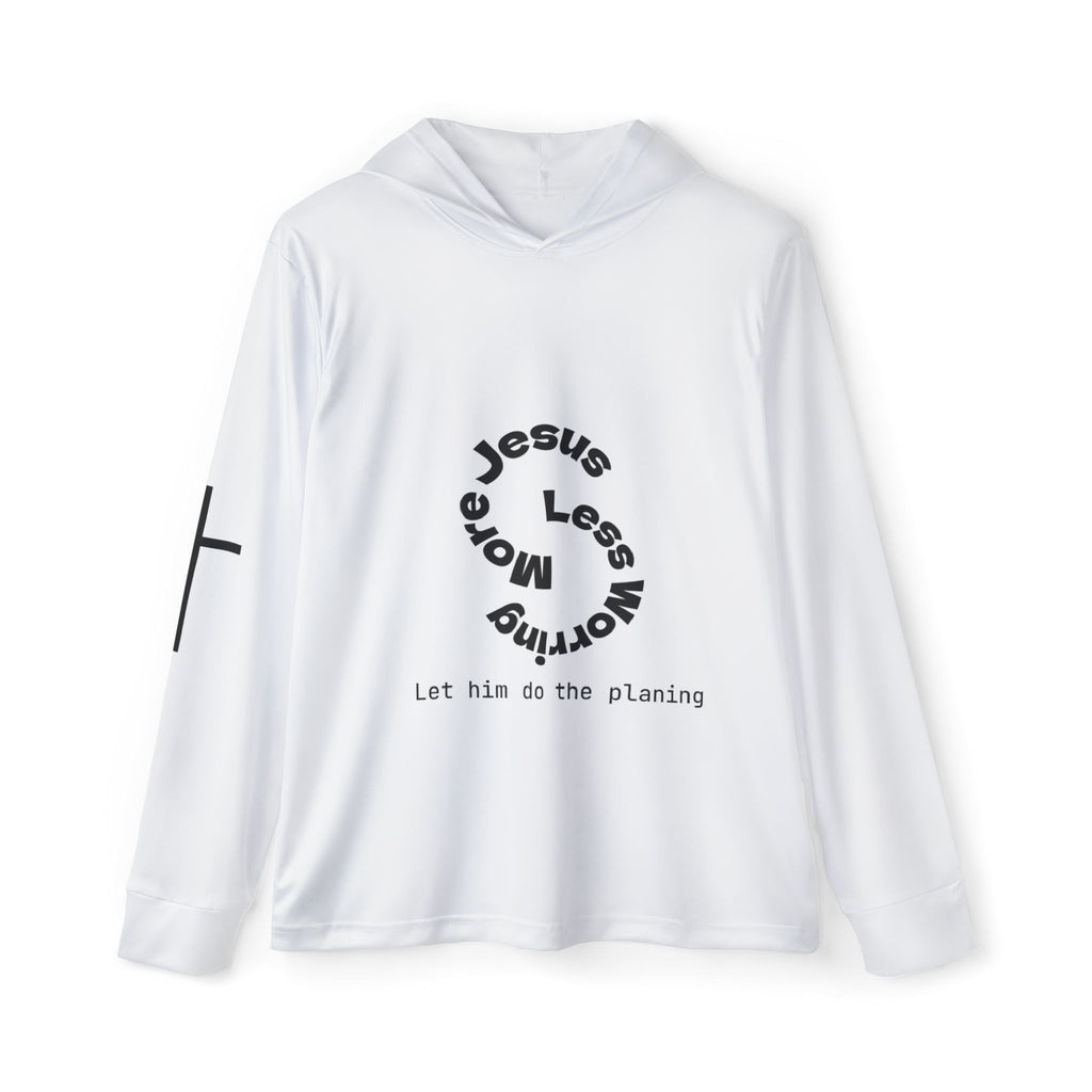 Men's Inspirational Sports Hoodie — "More Jesus Less Worrying / Keep Going Never Stop"