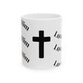 Christian Coffee Mug – Black Cross with "Love Him" Typography (11oz & 15oz)