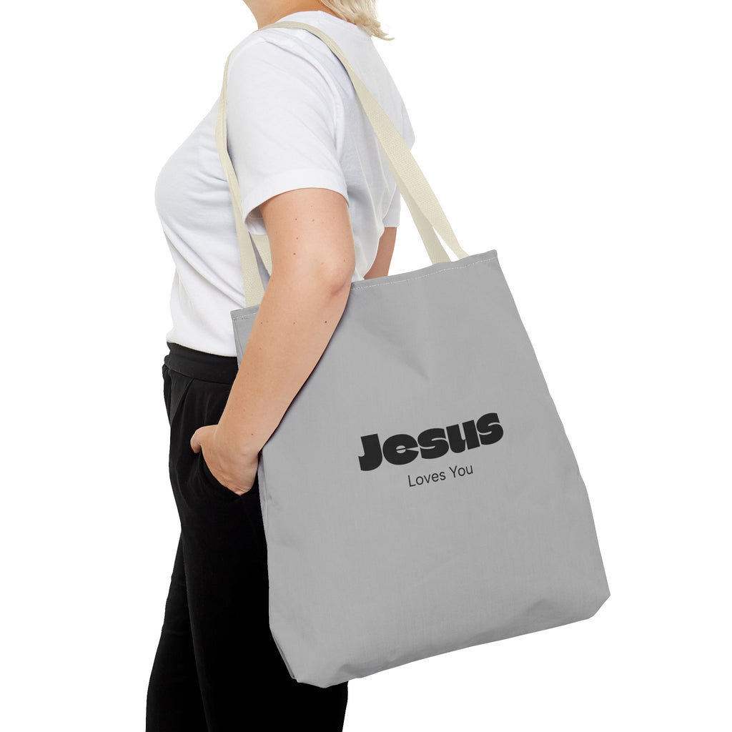 Christian Message Tote Bag — "Jesus Loves You" / "New Day" Inspirational