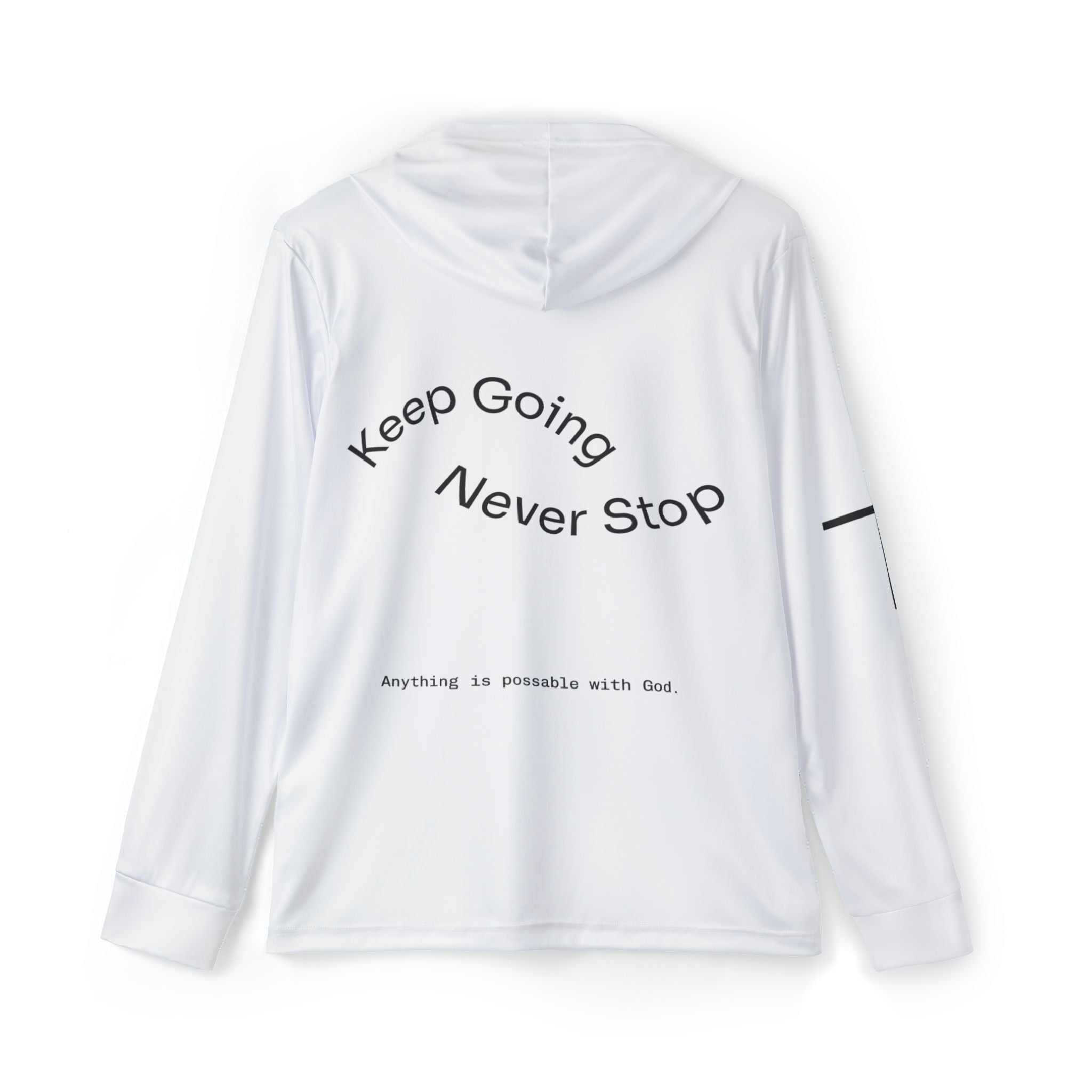 Men's Inspirational Sports Hoodie — "More Jesus Less Worrying / Keep Going Never Stop"