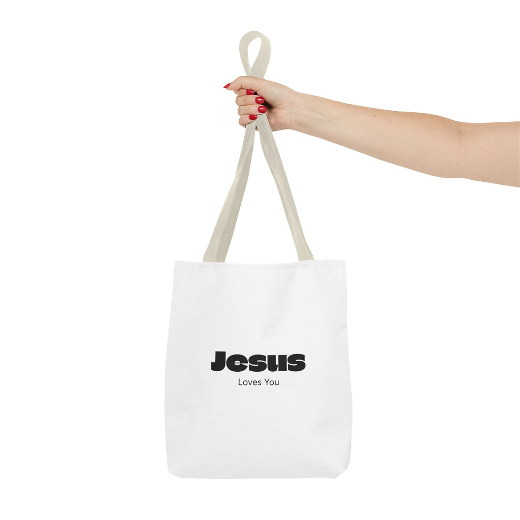 Christian Message Tote Bag — "Jesus Loves You" / "New Day" Inspirational