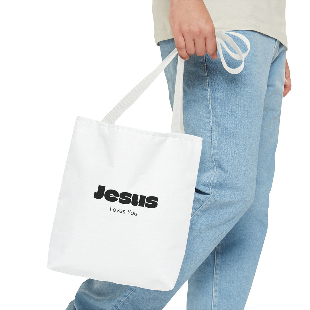Christian Message Tote Bag — "Jesus Loves You" / "New Day" Inspirational