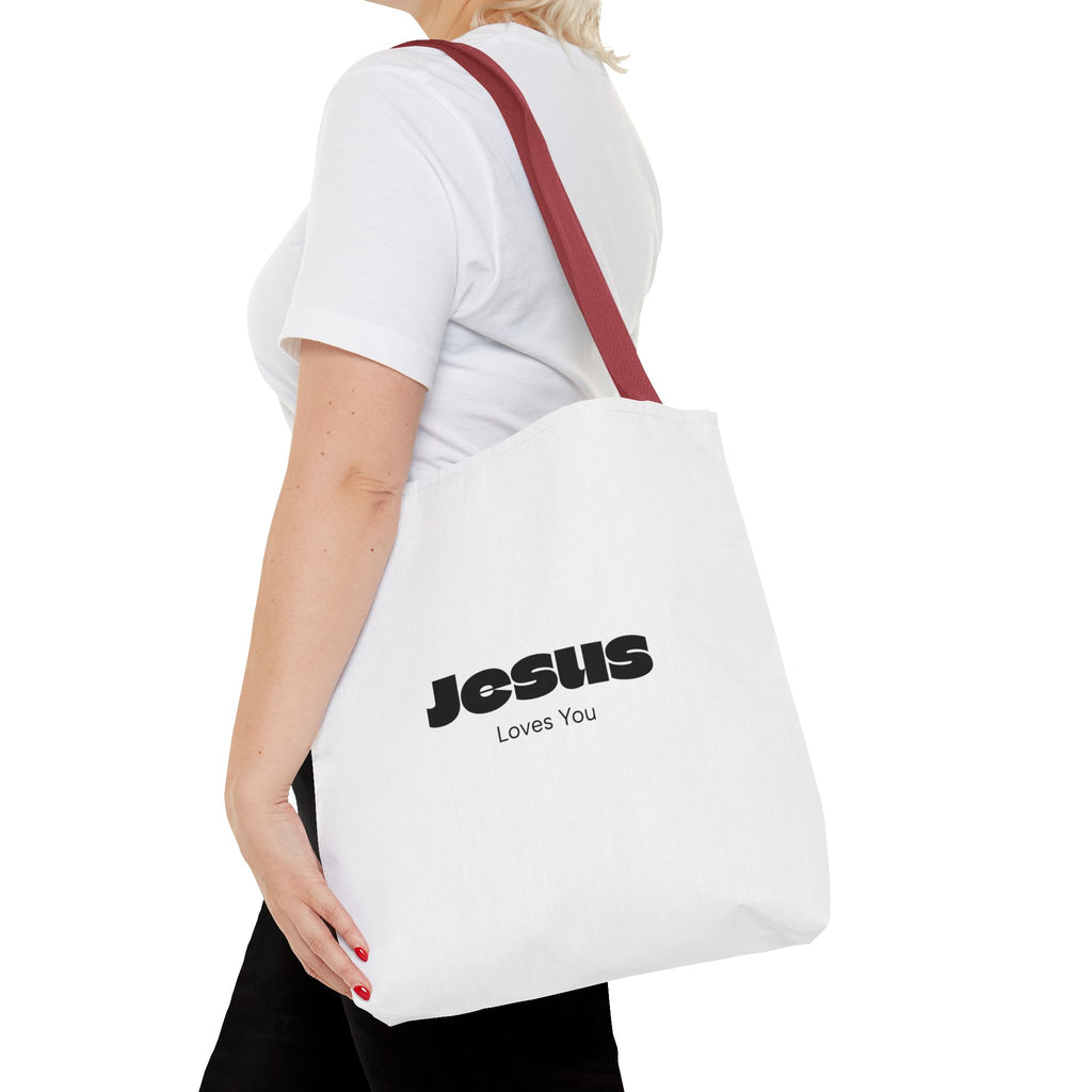 Christian Message Tote Bag — "Jesus Loves You" / "New Day" Inspirational