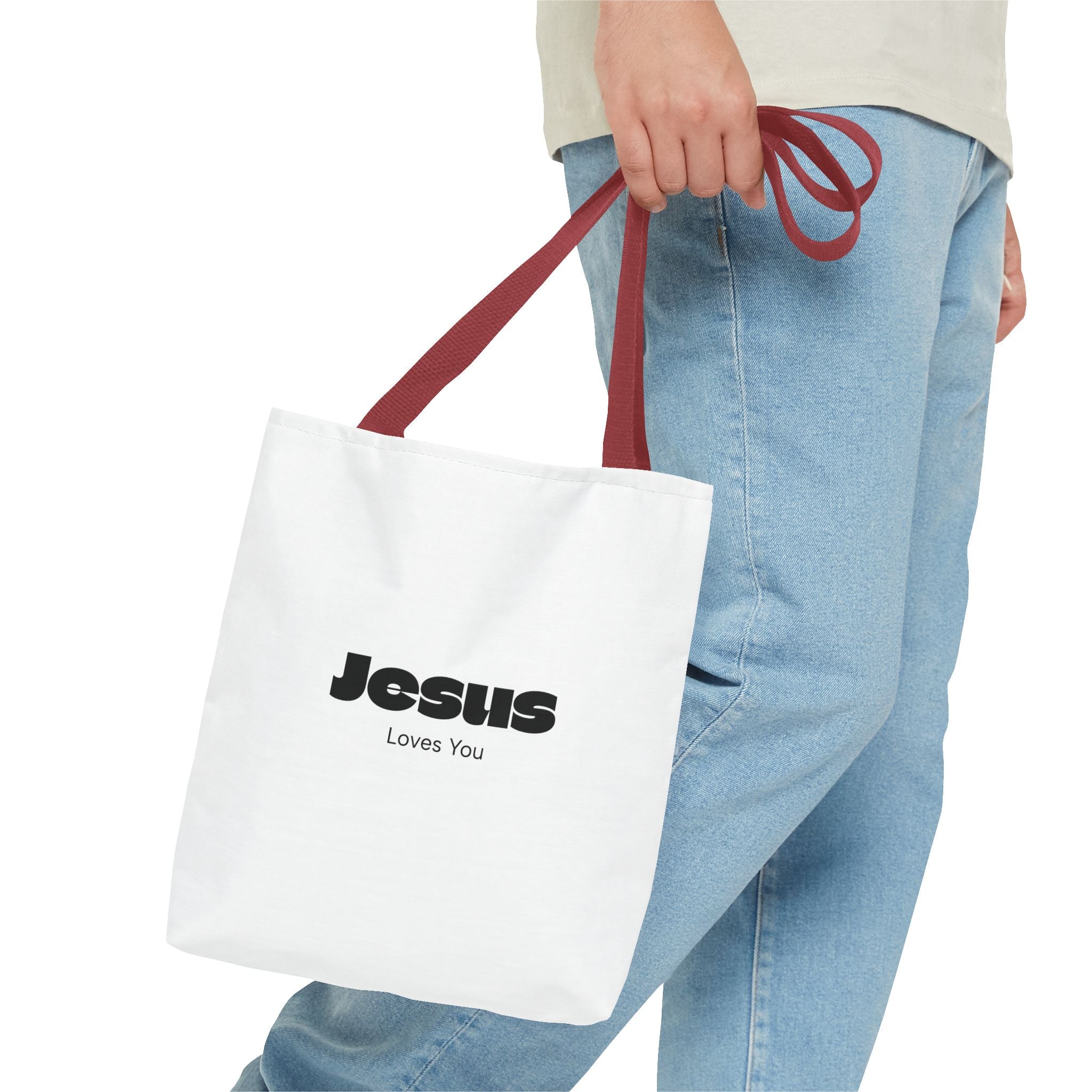 Christian Message Tote Bag — "Jesus Loves You" / "New Day" Inspirational