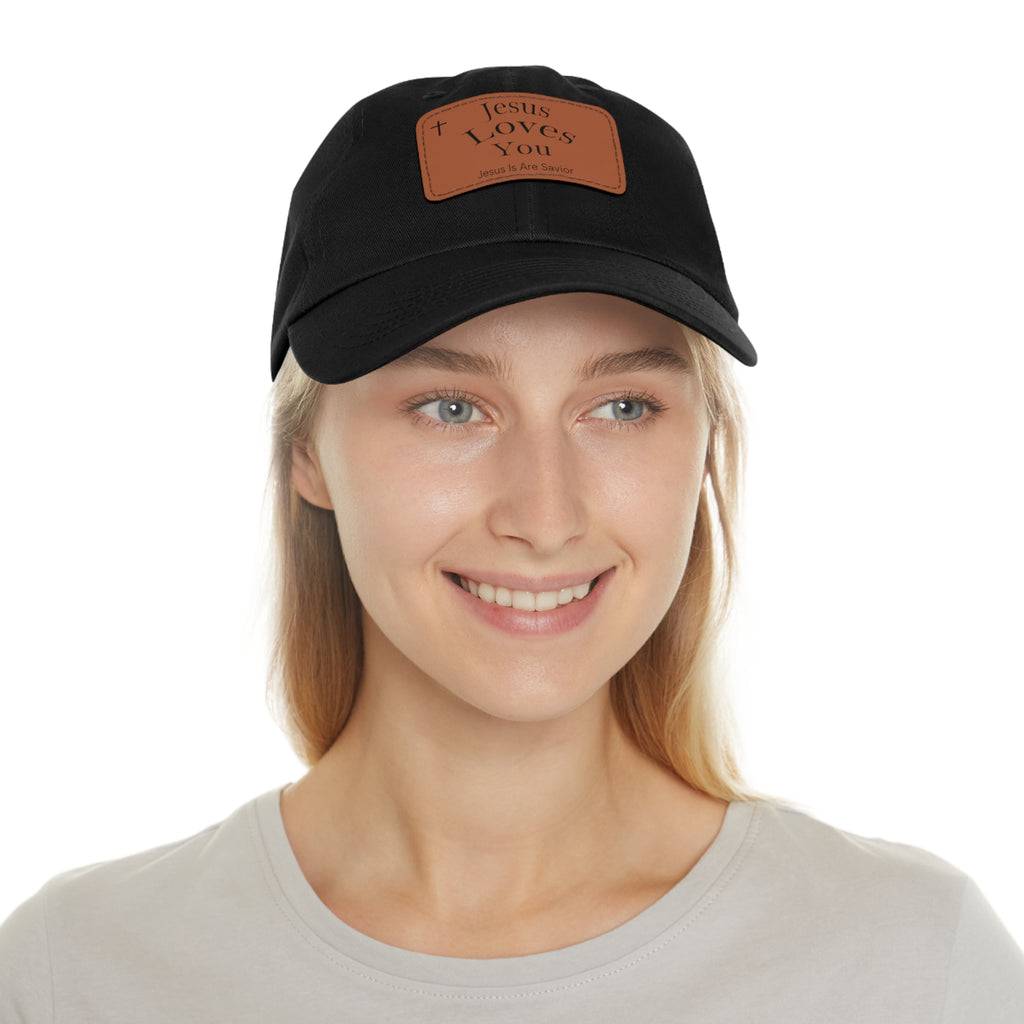 Jesus Loves You Leather Patch Dad Hat — Faith Baseball Cap