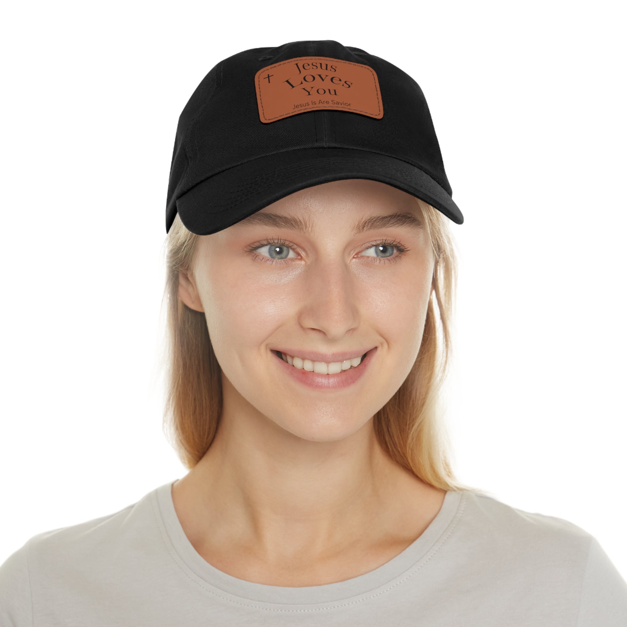 Jesus Loves You Leather Patch Dad Hat — Faith Baseball Cap