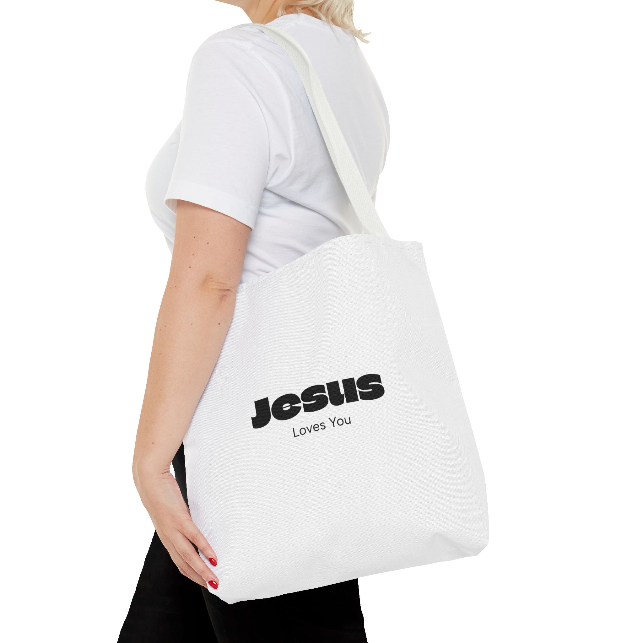 Christian Message Tote Bag — "Jesus Loves You" / "New Day" Inspirational