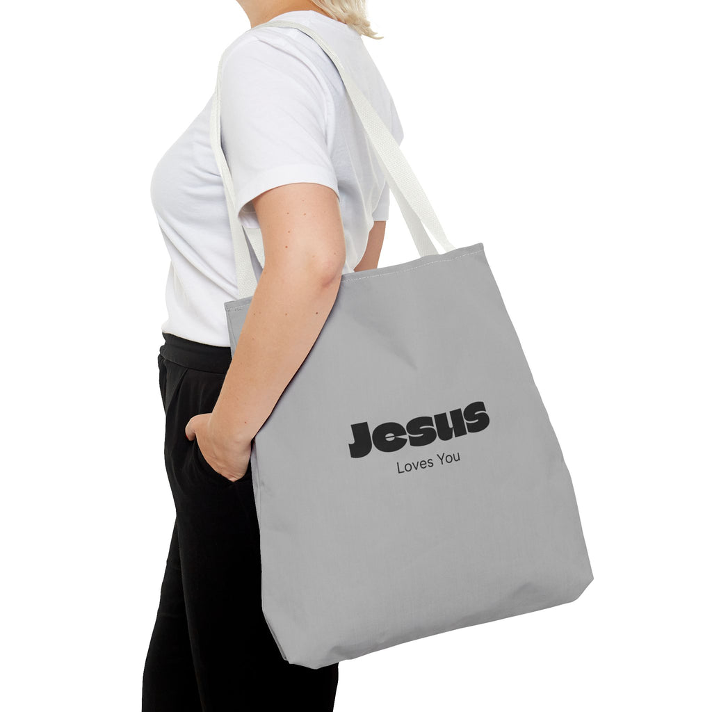 Christian Message Tote Bag — "Jesus Loves You" / "New Day" Inspirational