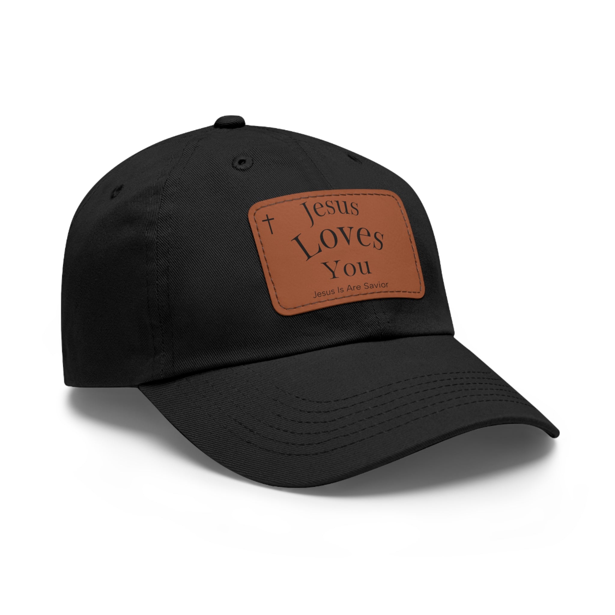 Jesus Loves You Leather Patch Dad Hat — Faith Baseball Cap