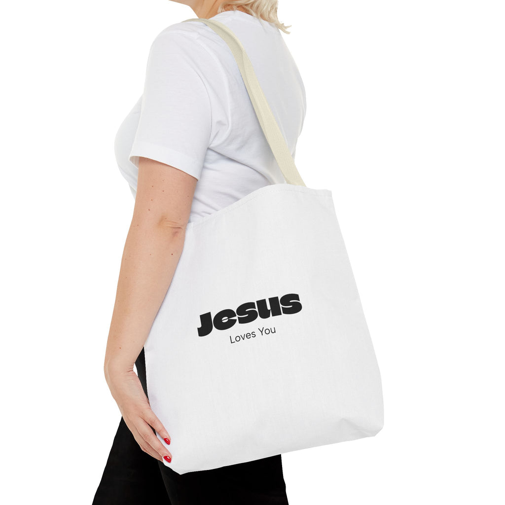 Christian Message Tote Bag — "Jesus Loves You" / "New Day" Inspirational