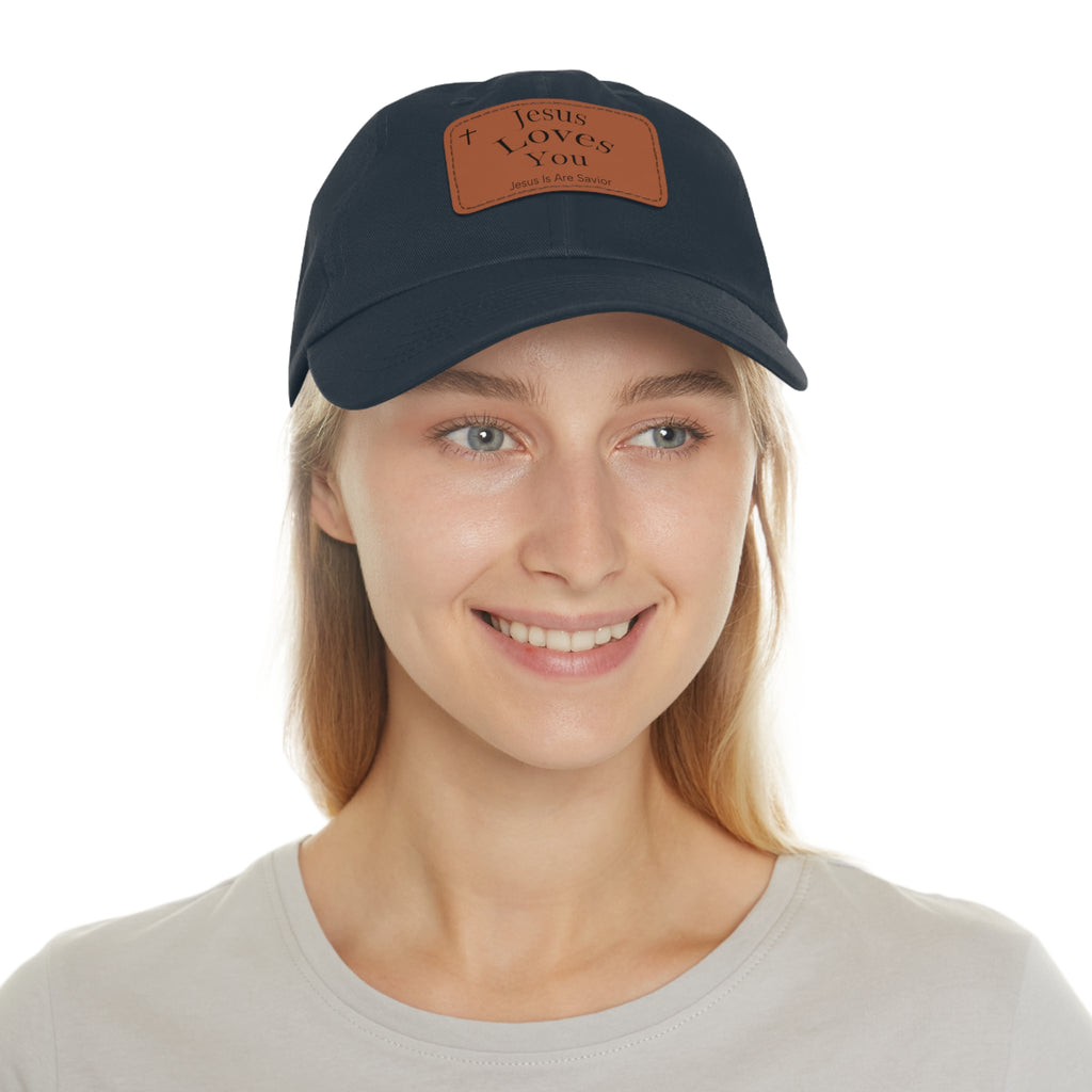Jesus Loves You Leather Patch Dad Hat — Faith Baseball Cap