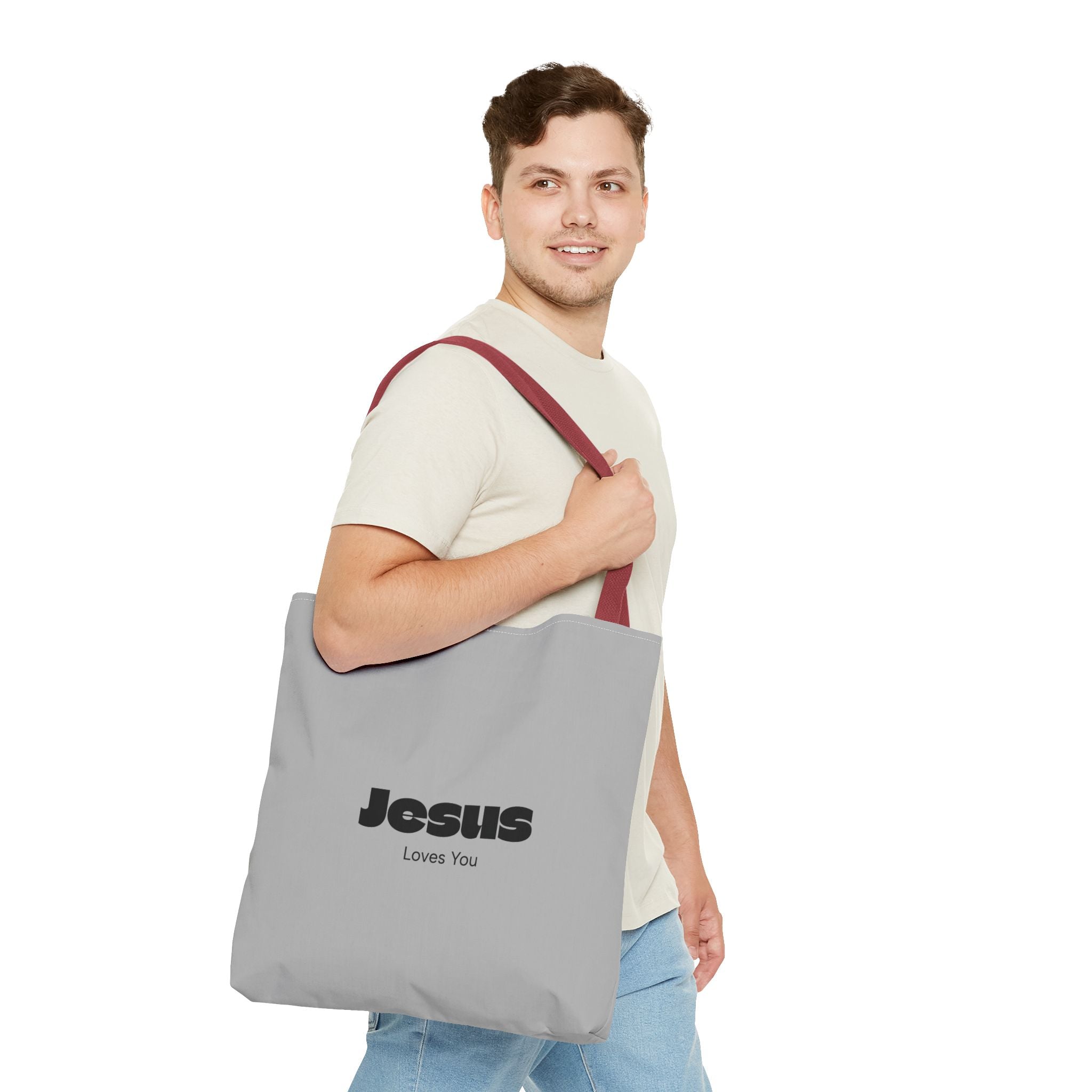 Christian Message Tote Bag — "Jesus Loves You" / "New Day" Inspirational