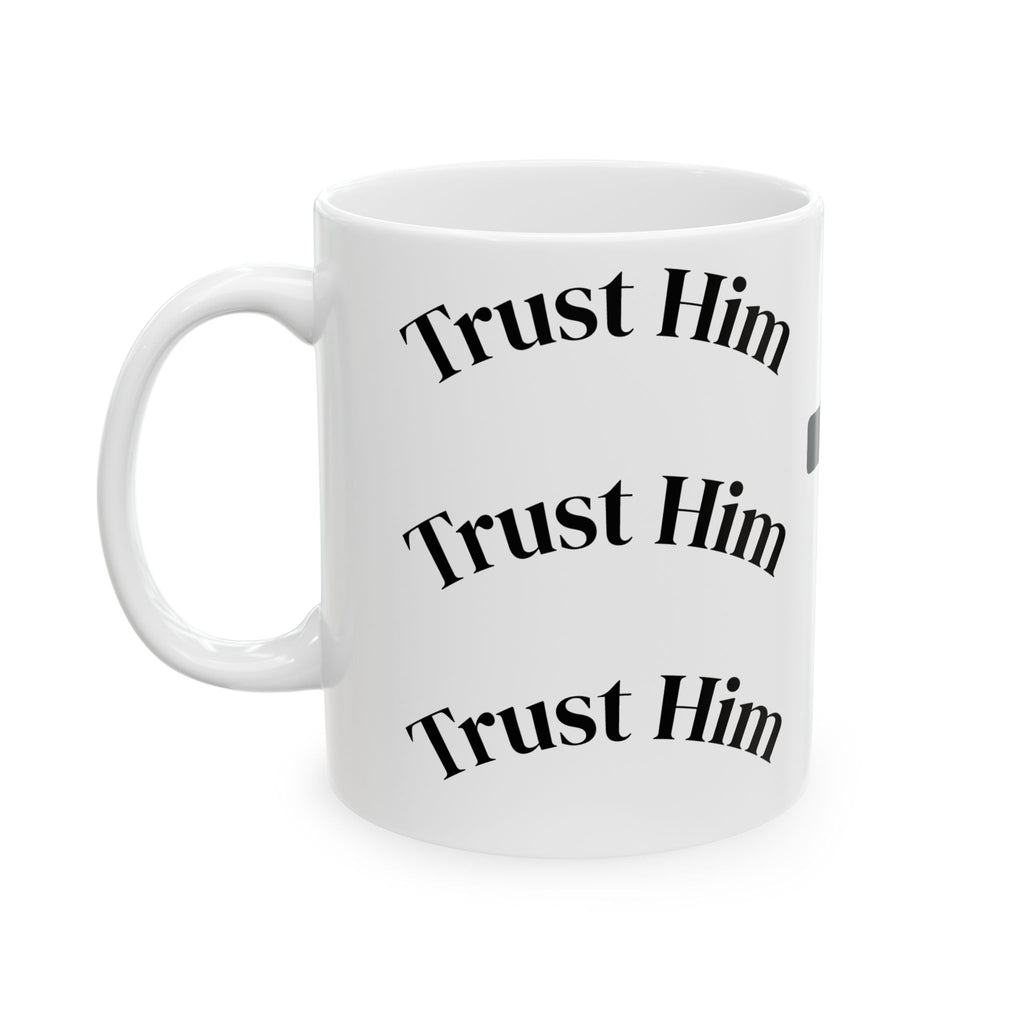 Christian Coffee Mug – Black Cross with "Love Him" Typography (11oz & 15oz)