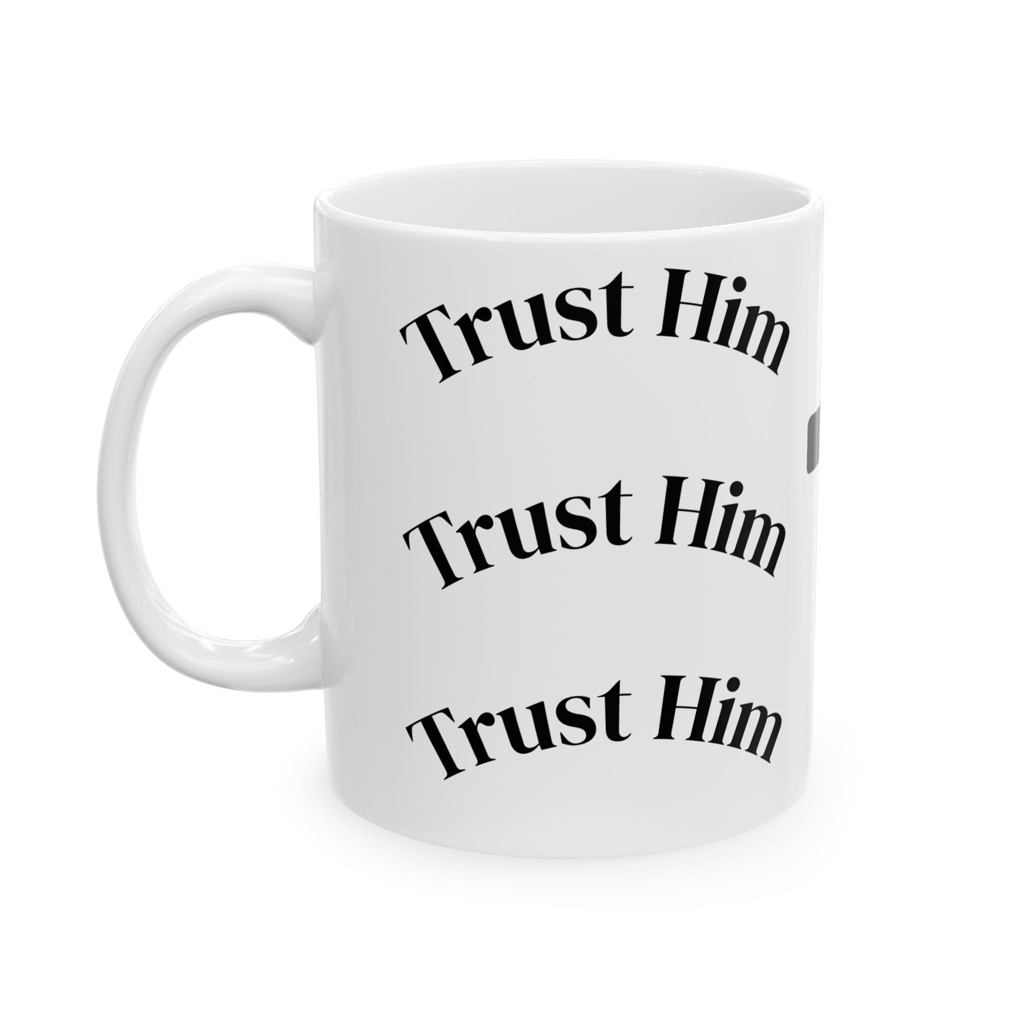 Christian Coffee Mug – Black Cross with "Love Him" Typography (11oz & 15oz)